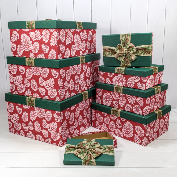 721637/1 Коробки Прямоугольные Набор 1/8 55*45*27,5 с бантом "Шишки"-2 1/1