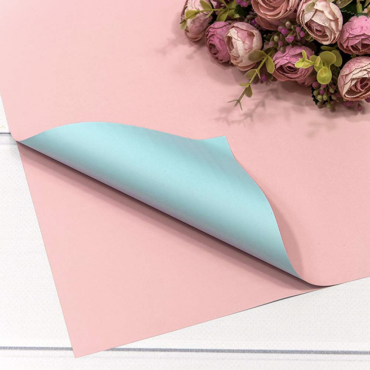 1631/7422 Плёнка в листах 55*55 (20 шт.) матовая двухсторонняя 65мкм Розовый/Голубой 1/60