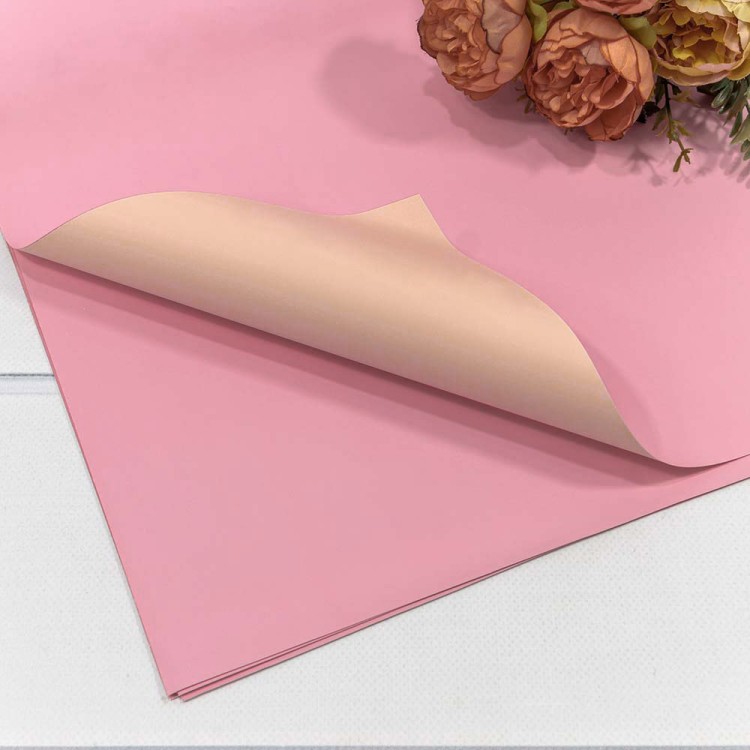 1631/4031 Плёнка в листах 55*55 (20 шт.) матовая двухсторонняя 65мкм Розовый/Абрикосовый 1/60