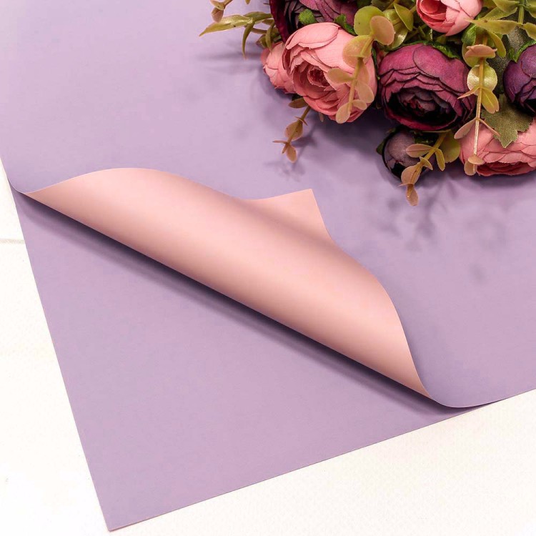 1631/2453 Плёнка в листах 55*55 (20 шт.) матовая двухсторонняя 65мкм Сиреневый/Персиковый 1/60