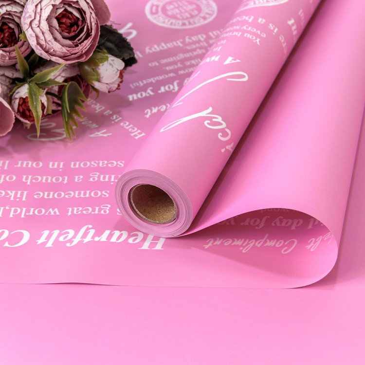 1662/244	Плёнка 0,58*10м матовая с печатью "Good Luck" 65мкм Розовый-244 1/30