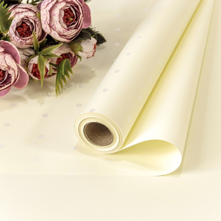 1691/M1	Плёнка 0,58*10м матовая "Мелкий горошек" 65мкм Жемчужно-белый 1/30