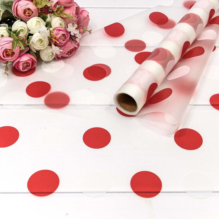 001371/6 Плёнка 0,58*10м прозрачная "Горох" Красный 1/30