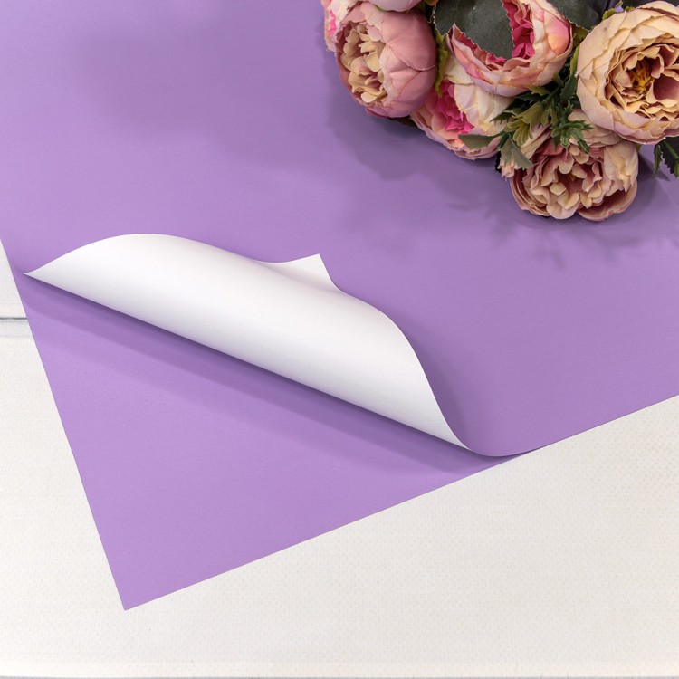 1631/0631 Плёнка в листах 55*55 (20 шт.) матовая двухсторонняя 65мкм Сиреневый/Белый 1/60