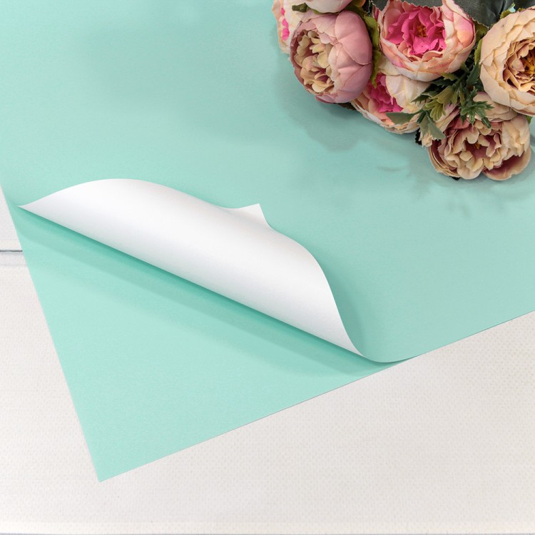 1631/635 Плёнка в листах 55*55 (20 шт.) матовая двухсторонняя 65мкм Голубой/Белый 1/60