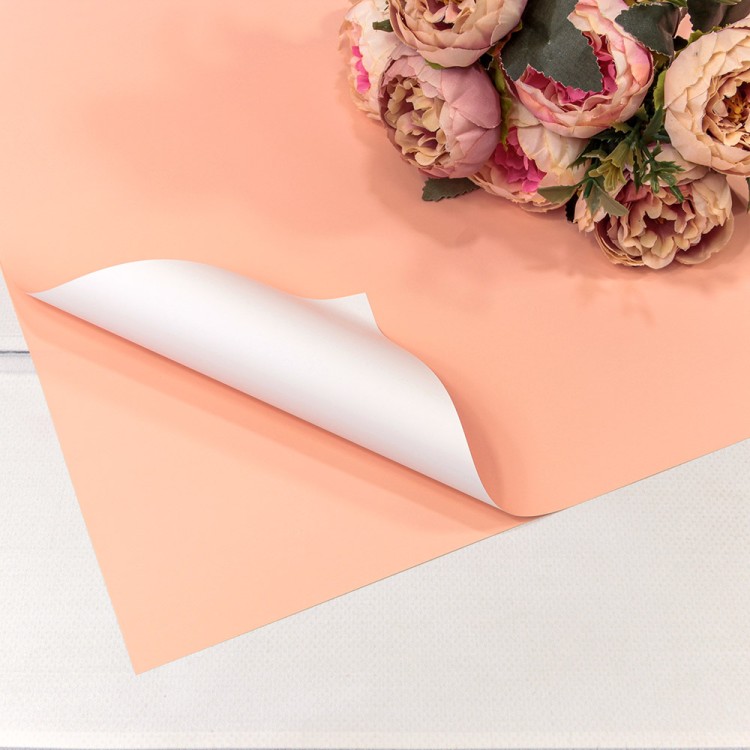 1631/4032 Плёнка в листах 55*55 (20 шт.) матовая двухсторонняя 65мкм Персиковый/Белый 1/60