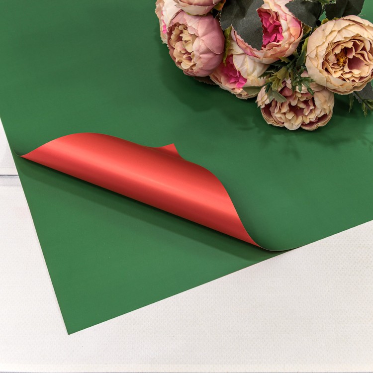 1631/6175 Плёнка в листах 55*55 (20 шт.) матовая двухсторонняя 65мкм Красный/Зелёный 1/60