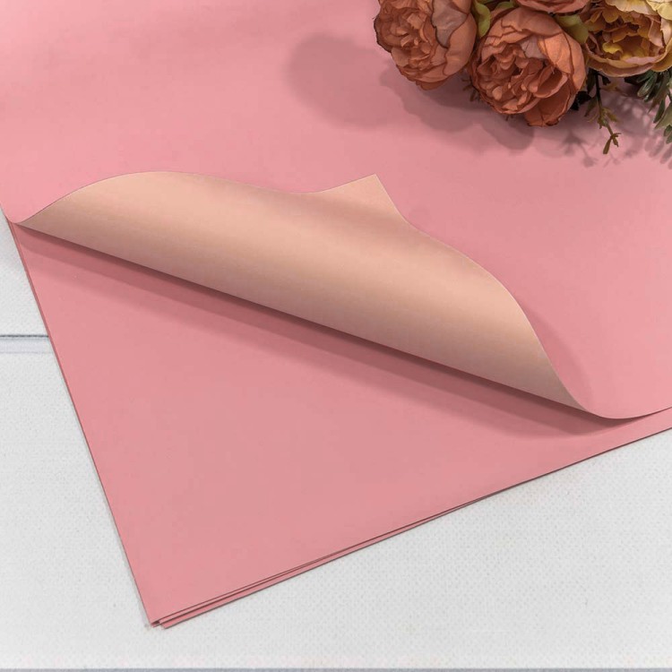 1631/2337Плёнка в листах 55*55 (20 шт.) матовая двухсторонняя 65мкм Розовый/Персиковый 1/60