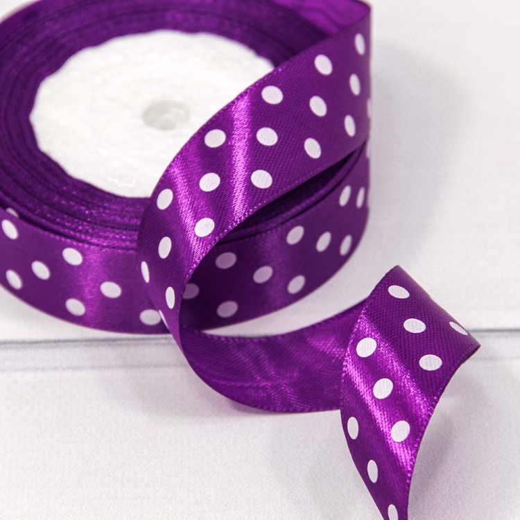 560-25/35 Лента Атласная Горох 2,5см*25ярд Сливовый 1/5 1/300