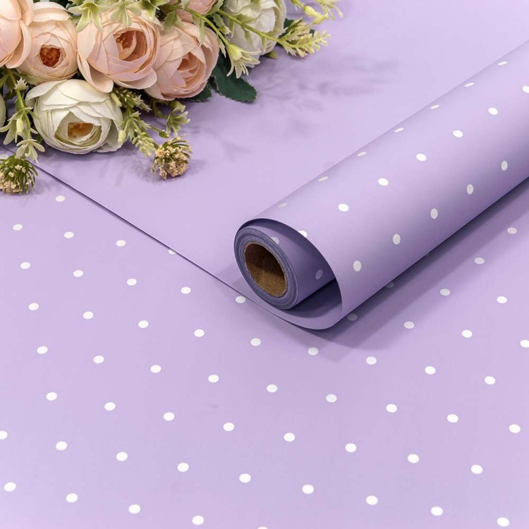 1691/4120 Плёнка 0,58*10м матовая "Мелкий горошек" 65мкм Сиреневый 1/30