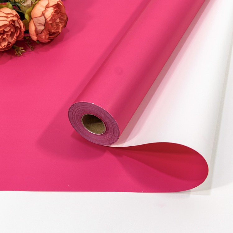 1804/213	Плёнка 58см 800г матовая двухсторонняя 65мкм Светло-вишнёвый/Белый 1/12					