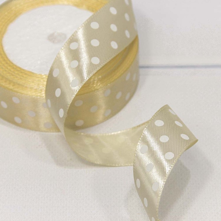 560-25/64 Лента Атласная Горох 2,5см*25ярд Бежевый 1/5 1/300