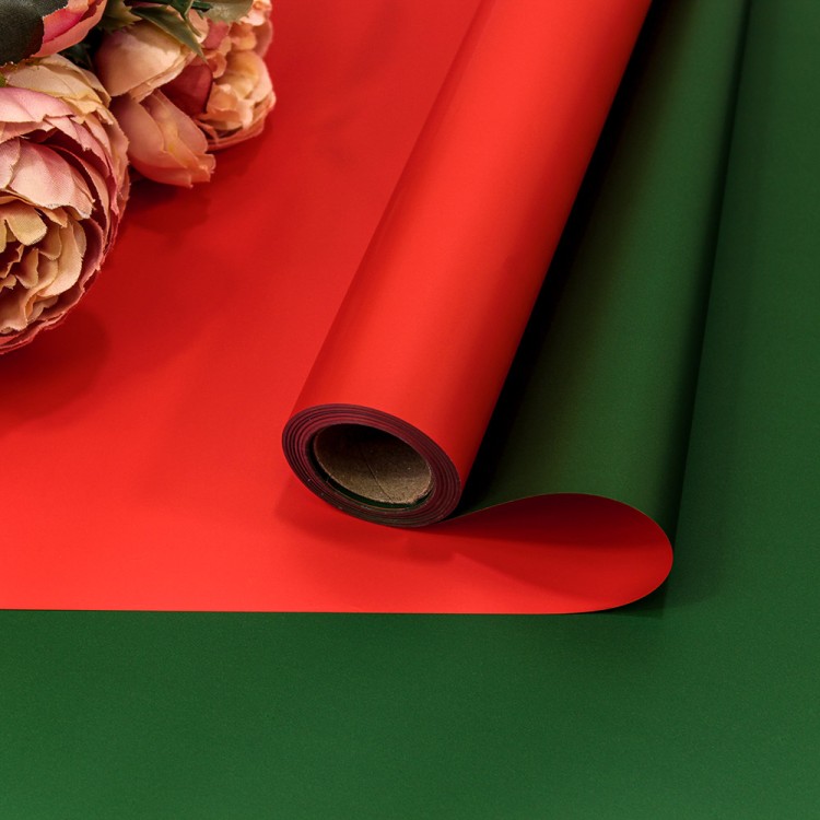 1604/6175 Плёнка 0,58*10м матовая двухсторонняя 65мкм Красный/Зелёный 1/30