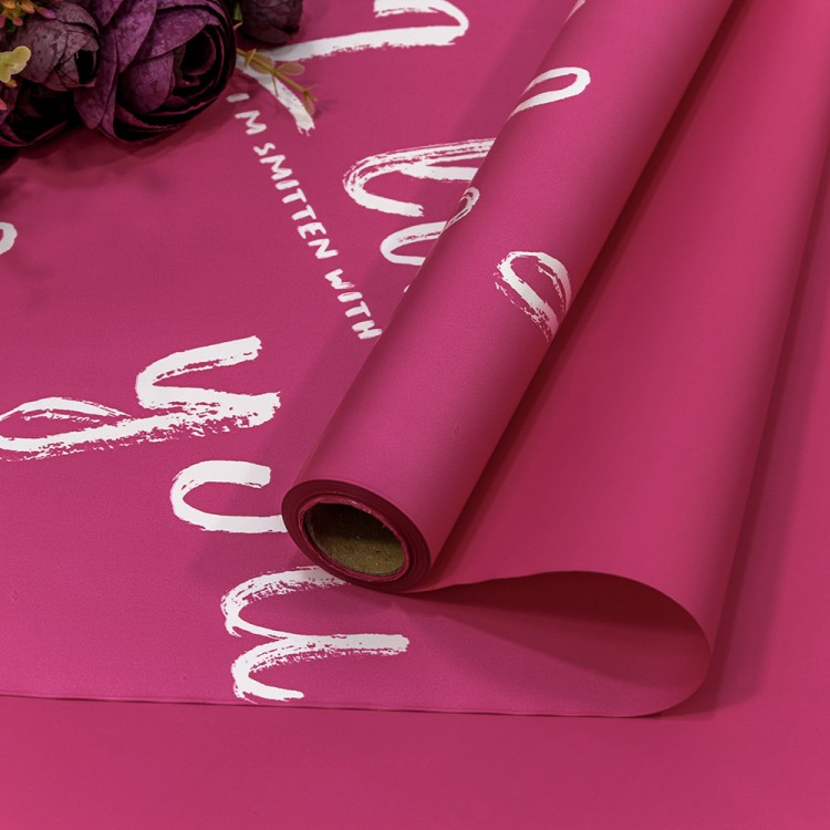 1660/2450  Пленка 0,58*10м матовая "I like you" 55мкм Малиново-розовый 1/30 