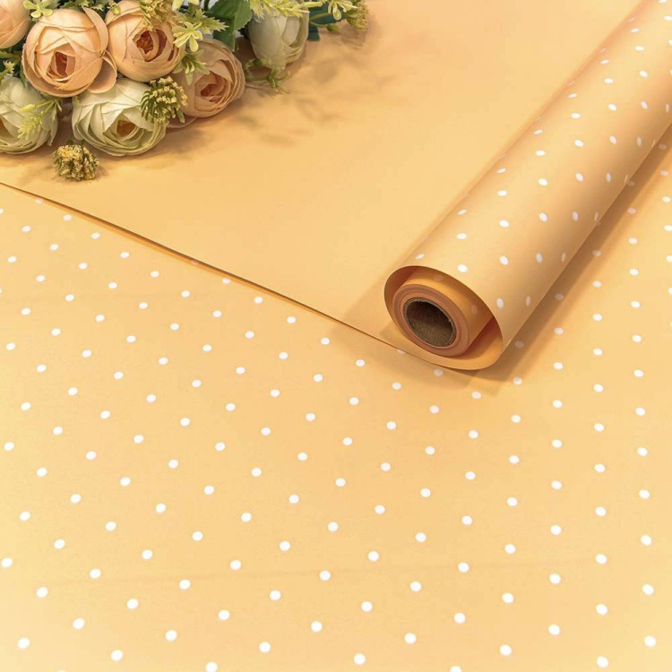 1691/1345 Плёнка 0,58*10м матовая "Мелкий горошек" 65мкм Бледно-оранжевый 1/30