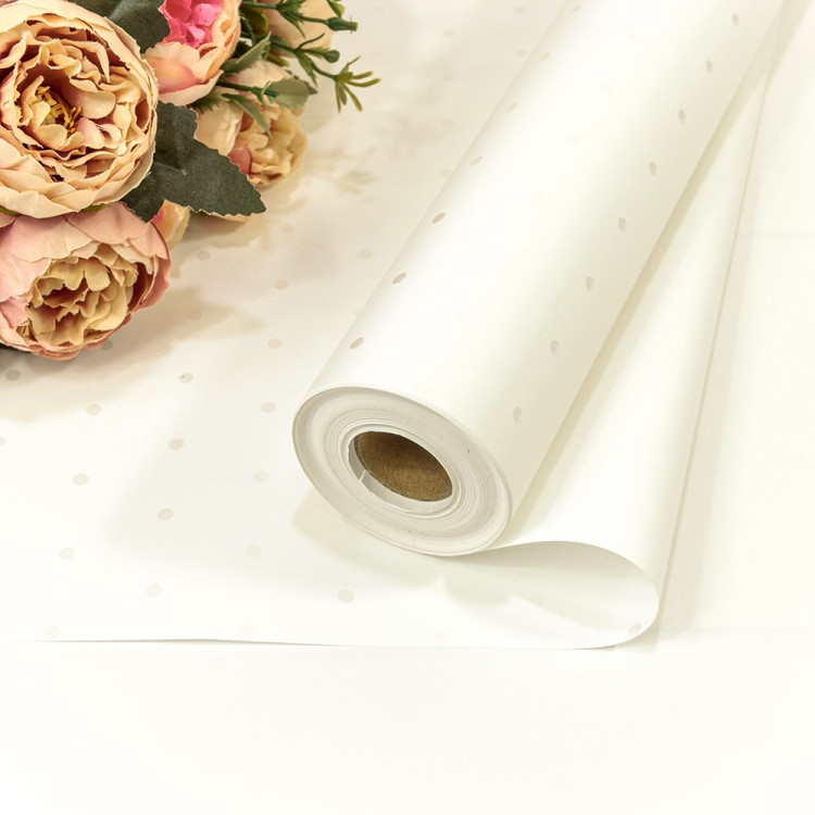 1891/2 Плёнка 58см 800г матовая "Мелкий горошек" 65мкм Белый 1/12