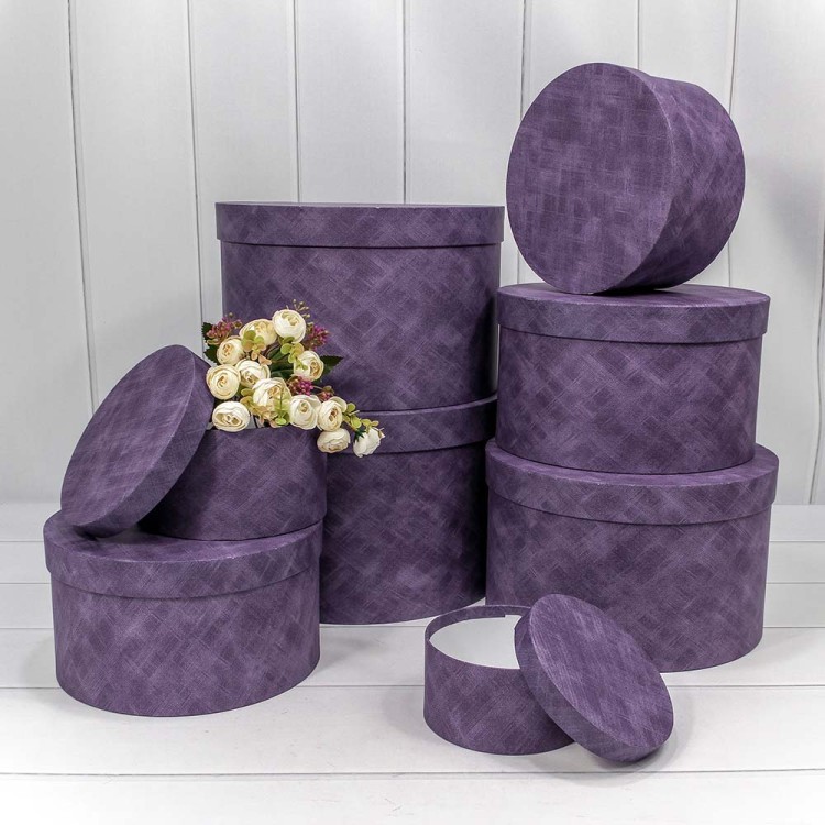 7218001/0043 Коробки Круглые Набор 1/8 32*21 "Текстура" Фиолетовый 1/4